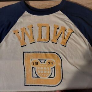 Disney Parks Walt Disney World Crew Baseball Jersey Blue, White &Yellow Sz Large